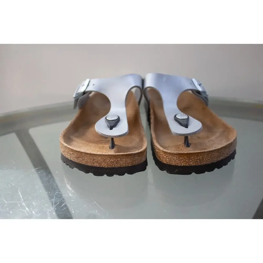 NEW‎ Birkenstock Gizeh Silver Thong Sandals Metallic Womens Size EU 35 / L 4 US